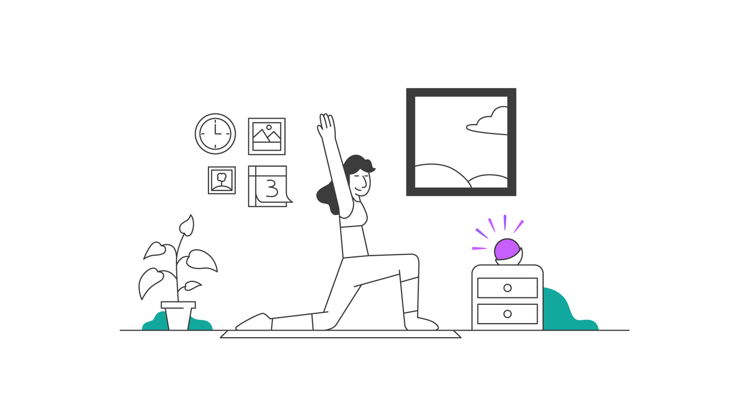 The glowcose light is showing purple indicating the user has higher than usual blood glucose levels. In the image the character is exercising to burn off excessive blood glucose.