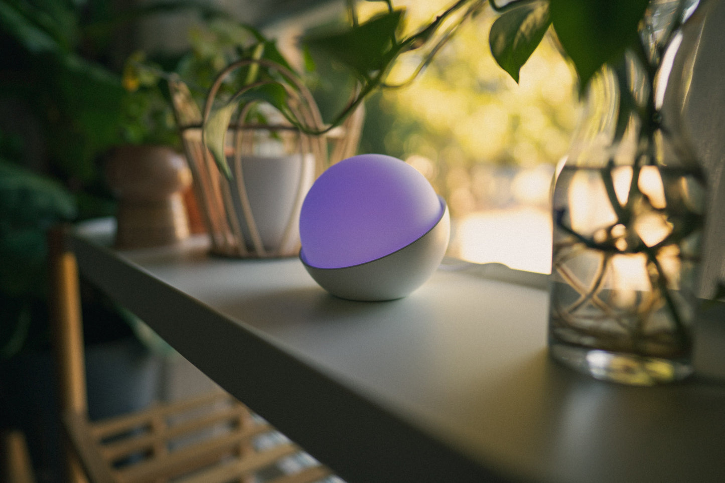 The glowcose light is showing purple indicating the blood glucose levels are higher than normal and action should be taken to manage the levels.