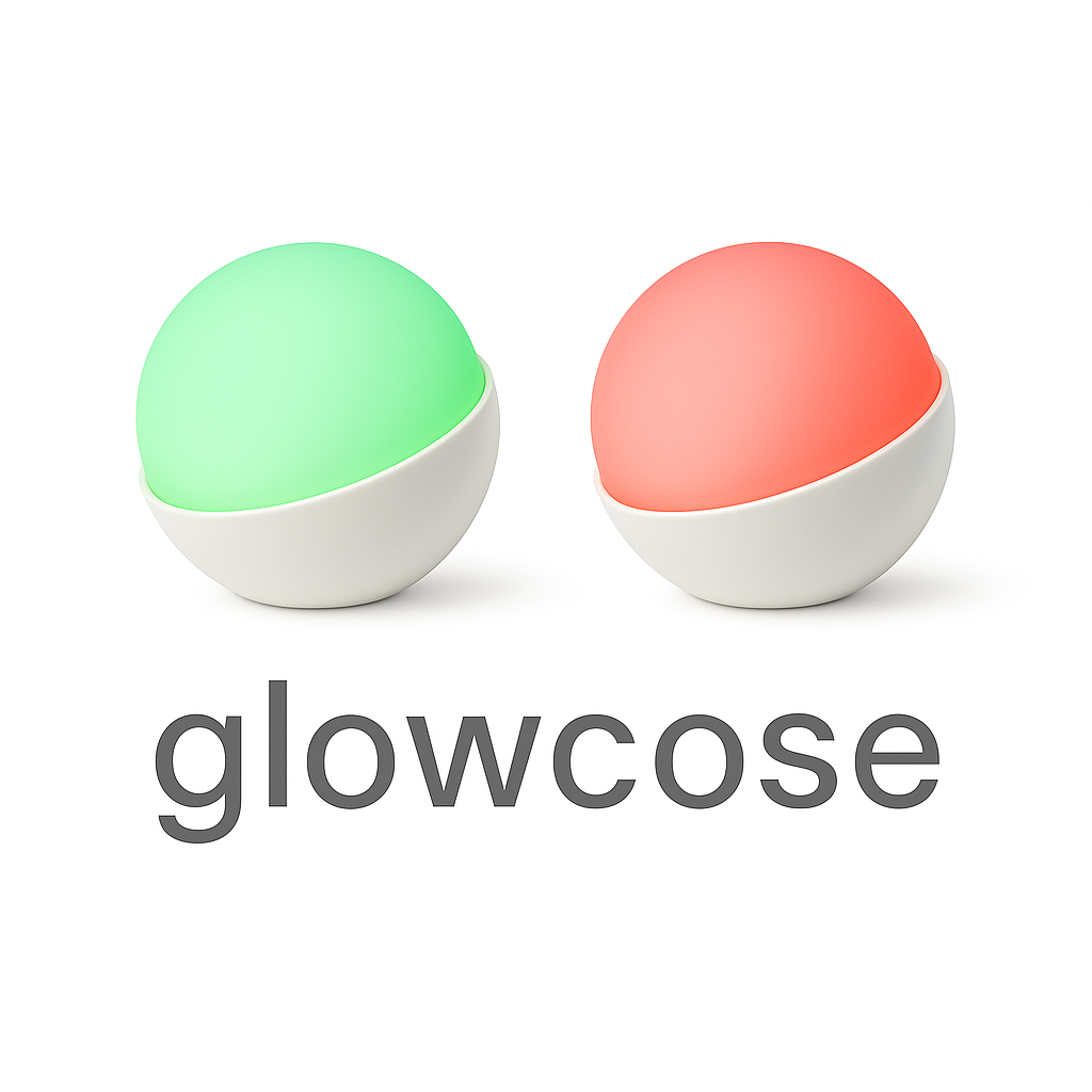 Glowcose diabetes monitoring device in green and red colors